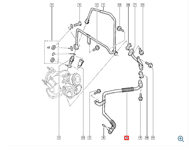 Трубка масляная 8200647074, 2.0 16V Turbo Renault Трубка масляная 8200647074, 2.0 16V Turbo Renault